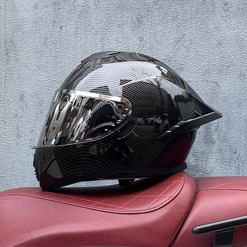 Full-face motorcycle helmet with dual visors (silver visor)-I193