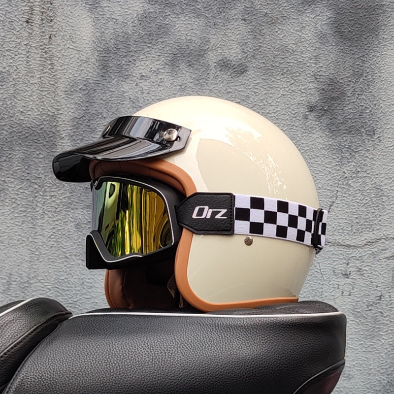 Retro motorcycle open helmet-I20