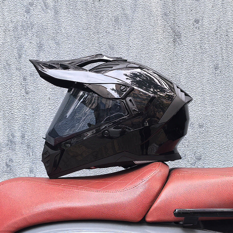 Classic Black Dual-Sport Motorcycle Helmet-I225
