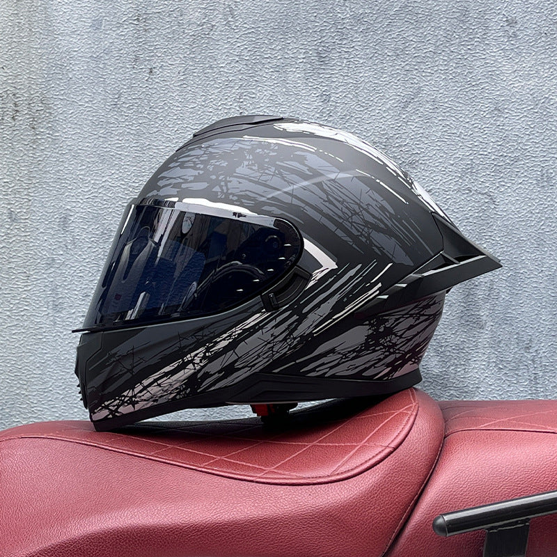 Premium dark tea-tinted dual-visor motorcycle helmet-I195