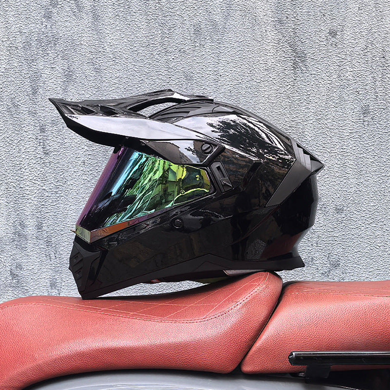 Classic Black Dual-Sport Motorcycle Helmet-I225