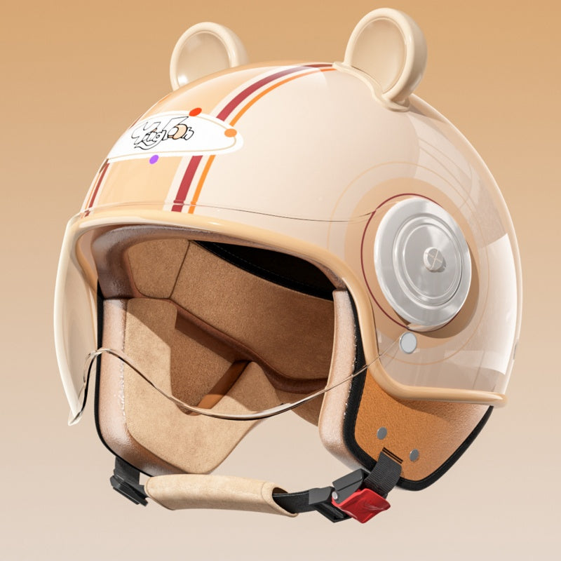 Cute bear ear convertible motorcycle helmet for kids-I79