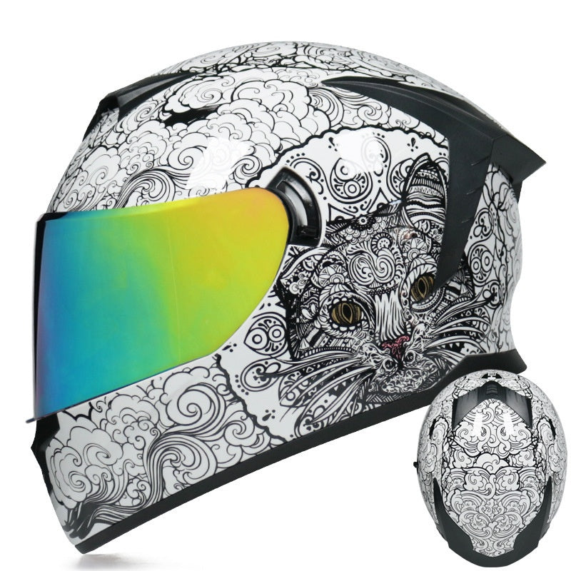 Full-face motorcycle helmet with dual visors-I204
