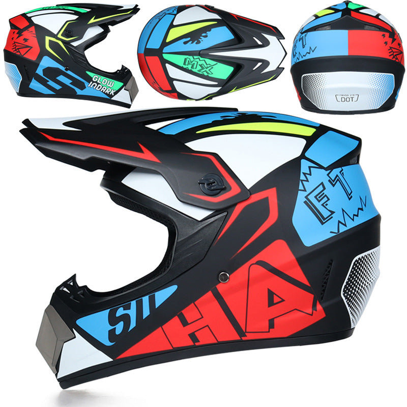 Motocross full-face helmet with vibrant graffiti graphics-I167