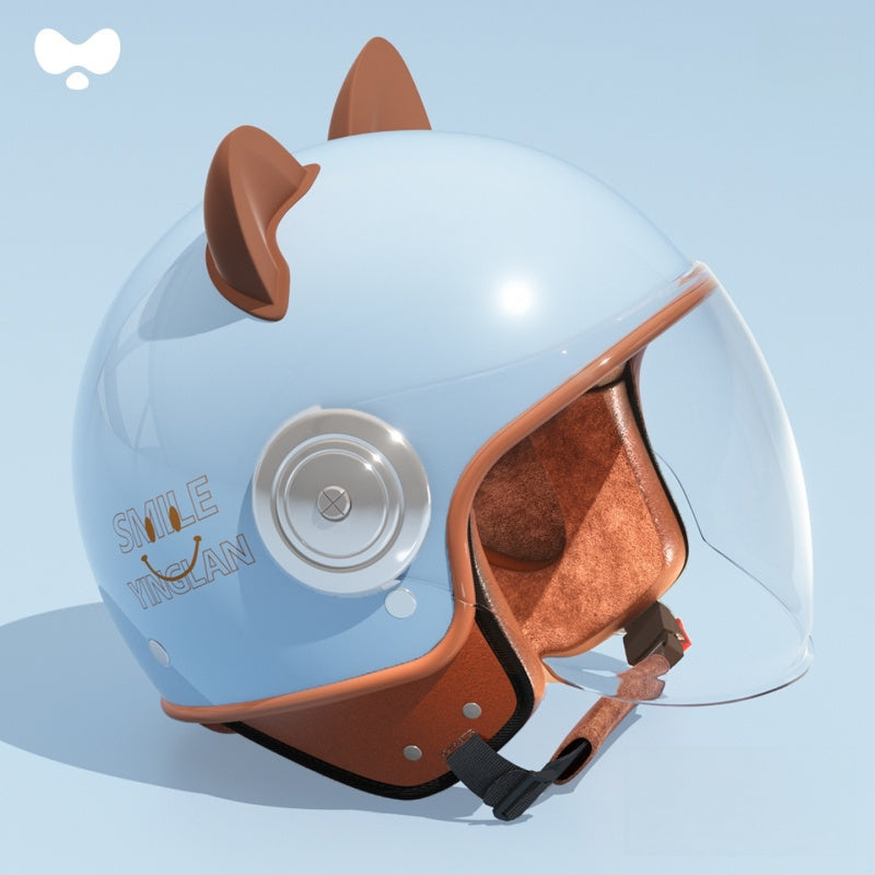 Cute cat ear three-quarter helmet for kids-I80