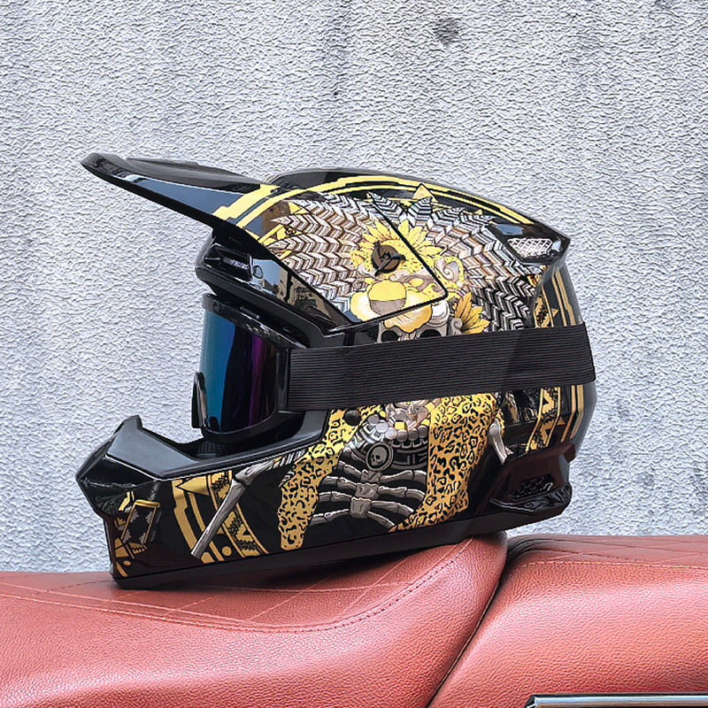 Stylish off-road motorcycle helmet with goggles-I173
