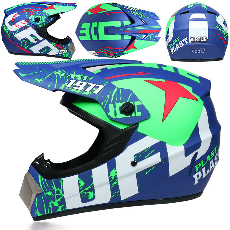 Motocross full-face helmet with vibrant graffiti graphics-I167