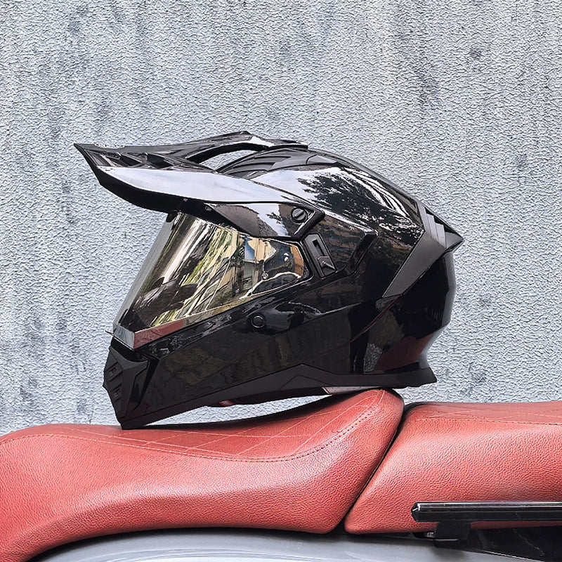 Classic Black Dual-Sport Motorcycle Helmet-I225