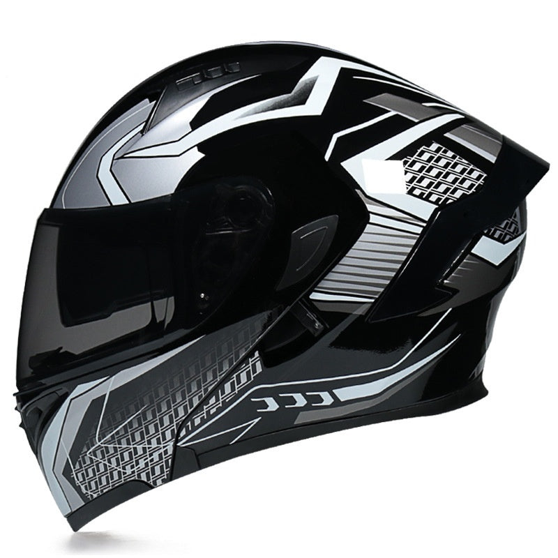 Stylish Modular Motorcycle Helmet with Dual Visors and Rear Spoiler-I153