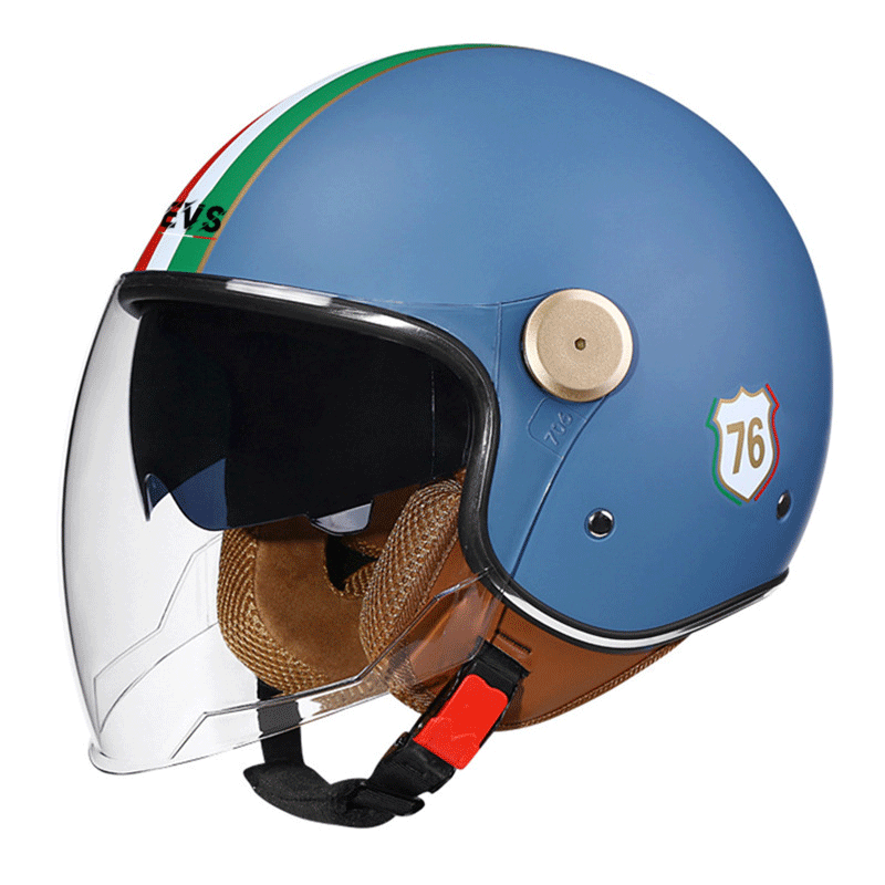 Retro 3/4 open-face motorcycle helmet with dual visors- I71