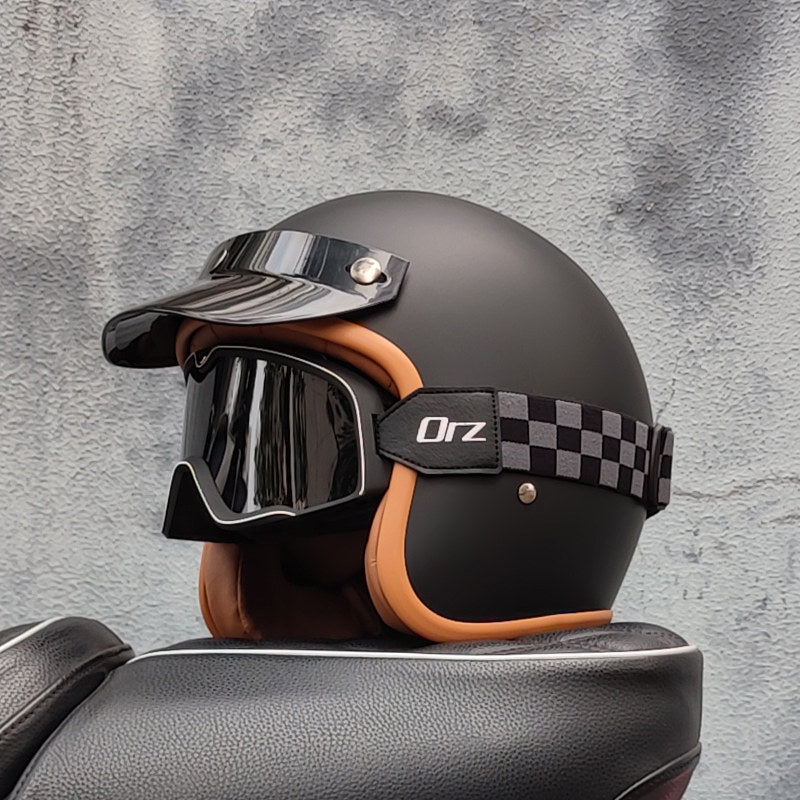 Retro motorcycle open helmet-I20