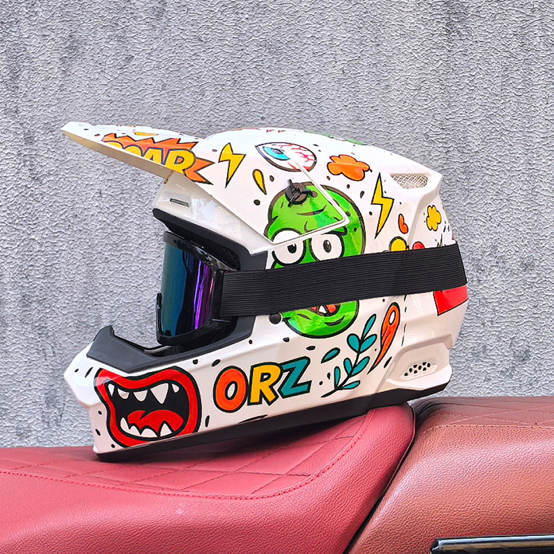 Motocross Goggles-Style Helmet with Graffiti Design-I172