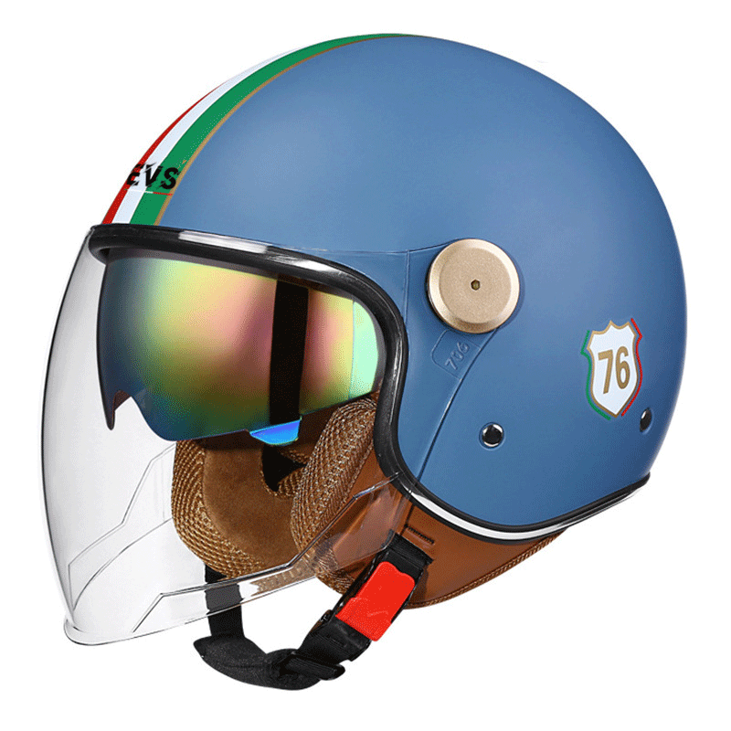 Retro 3/4 open-face motorcycle helmet with dual visors- I71