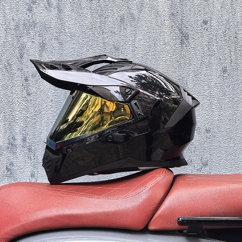 Classic Black Dual-Sport Motorcycle Helmet-I225