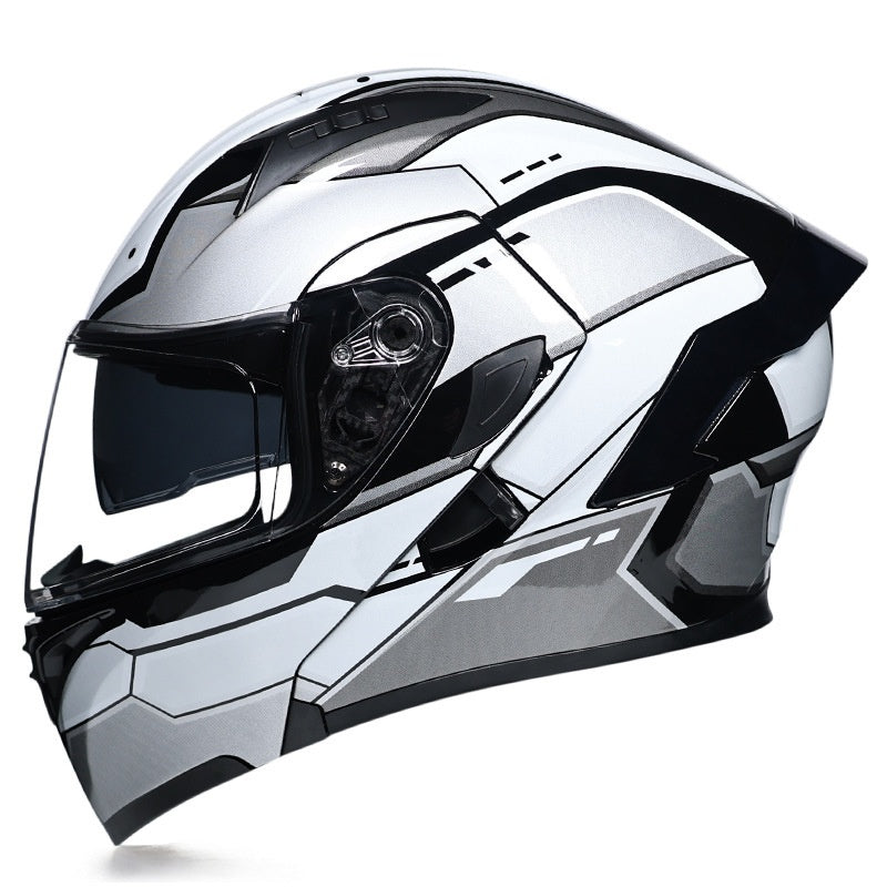 Stylish Modular Motorcycle Helmet with Dual Visors and Rear Spoiler-I153