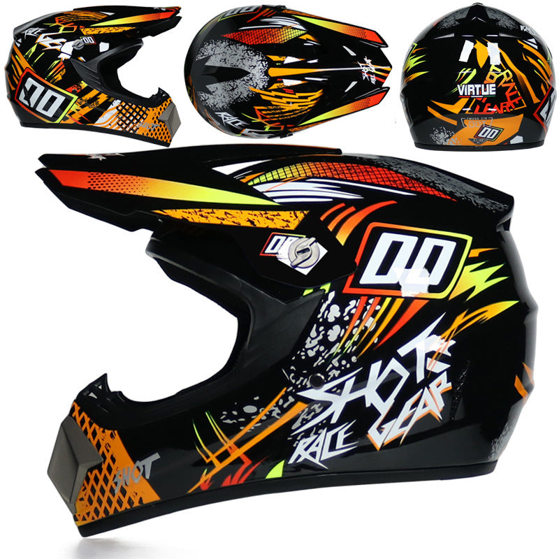 Motocross full-face helmet with vibrant graffiti graphics-I167