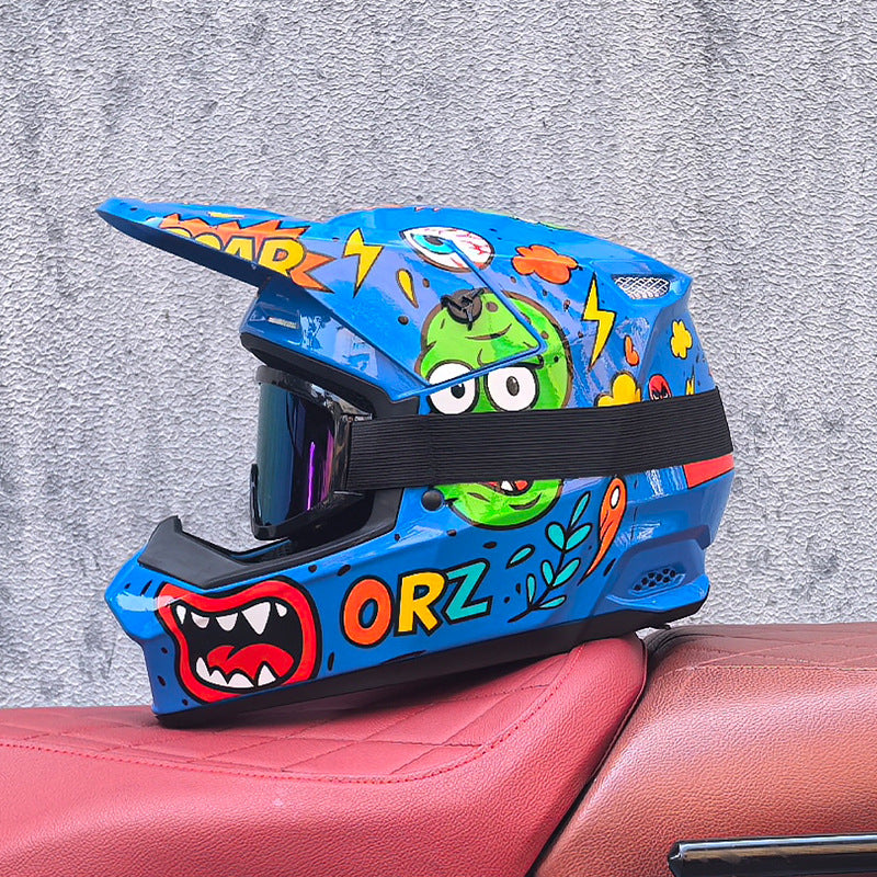 Motocross Goggles-Style Helmet with Graffiti Design-I172