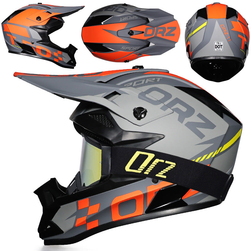 Off-road rally motorcycle racing helmet with goggles-I221