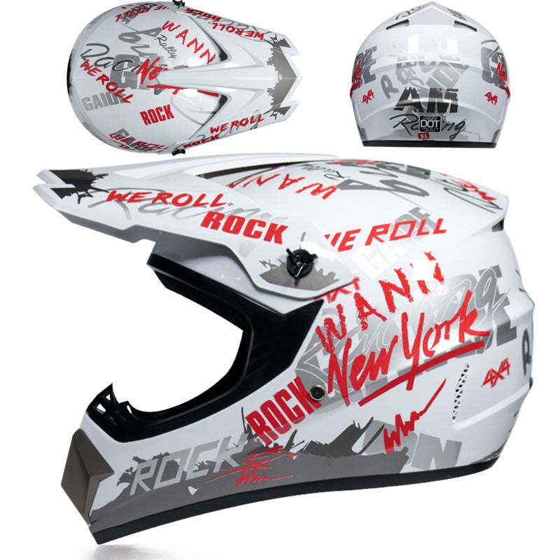 Motocross full-face helmet with vibrant graffiti graphics-I167