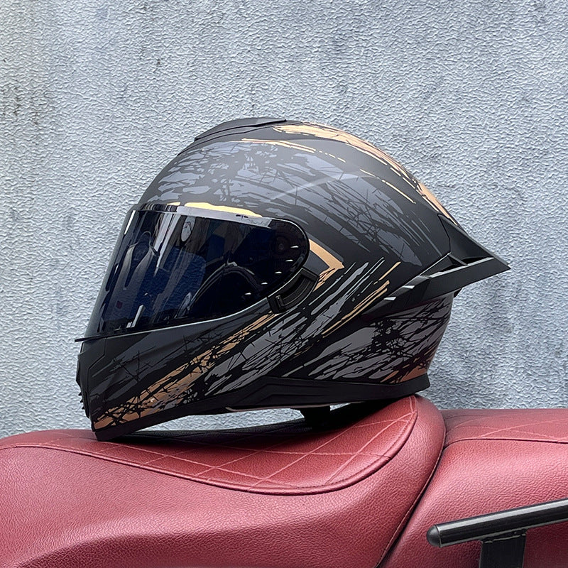 Premium dark tea-tinted dual-visor motorcycle helmet-I195