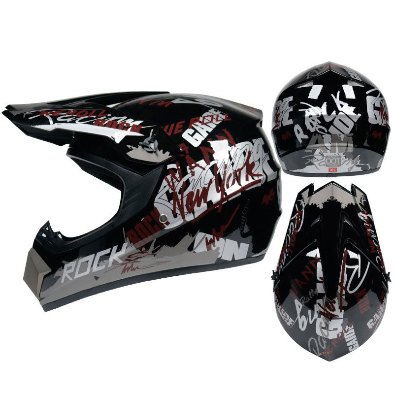 Motocross full-face helmet with vibrant graffiti graphics-I167