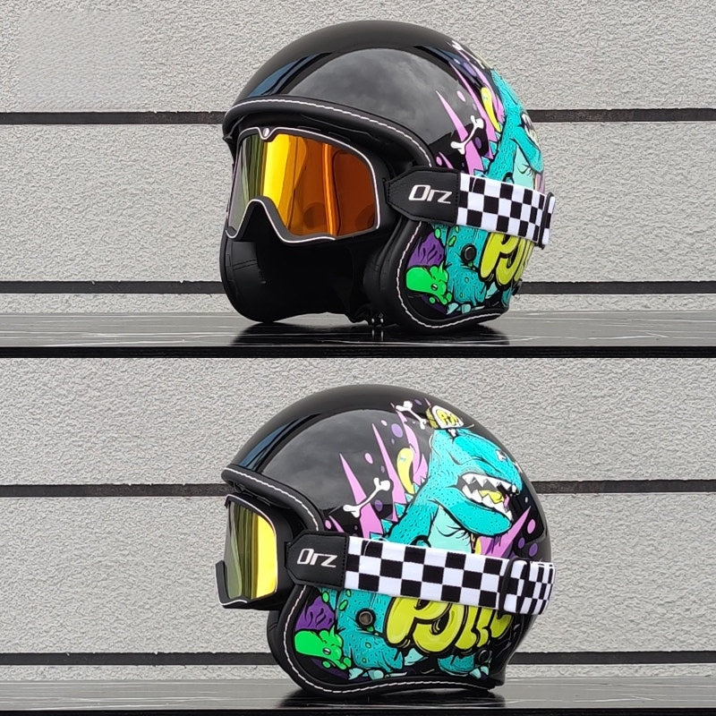 Retro motorcycle helmet, suitable for all seasons-I22