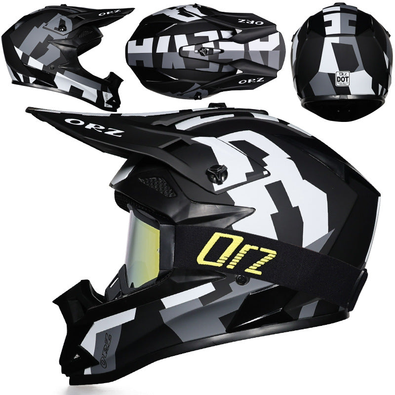 Off-road rally motorcycle racing helmet with goggles-I221