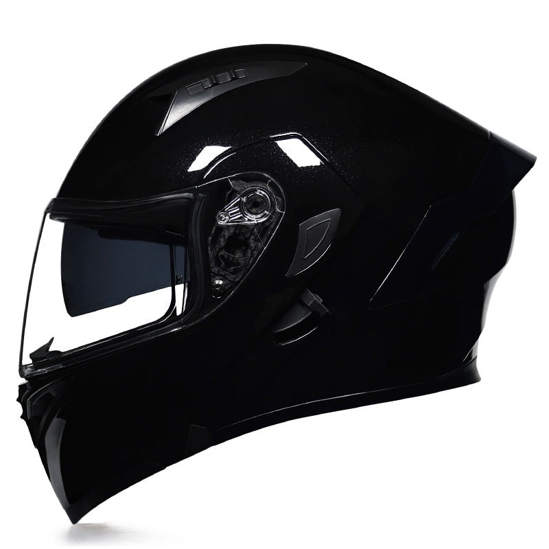 Motorcycle modular helmet with dual visors and a minimalist rear spoiler-I152