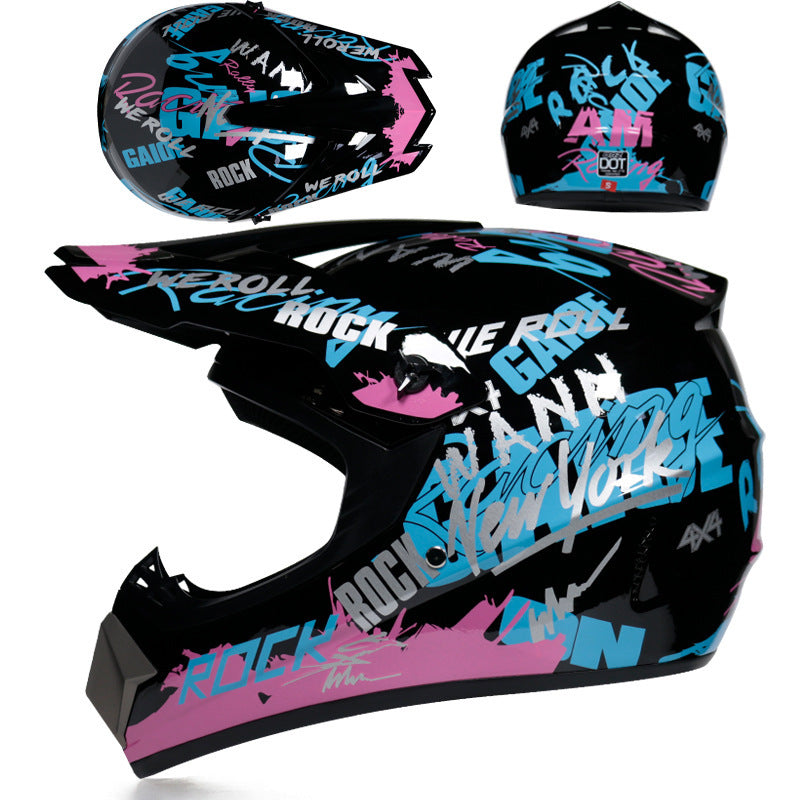 Motocross full-face helmet with vibrant graffiti graphics-I167