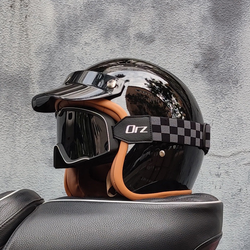 Retro motorcycle open helmet-I20