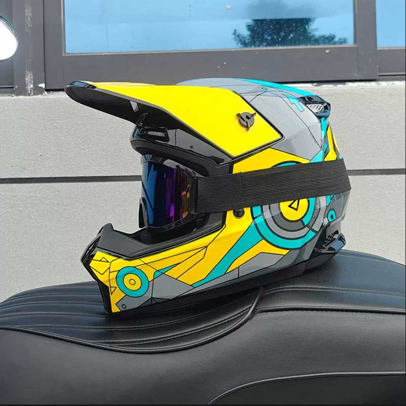 Motocross Goggles-Style Helmet with Graffiti Design-I172