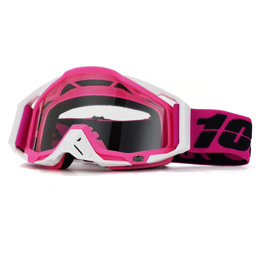 Sweet-and-cool pink downhill-style motorcycle goggles-H10