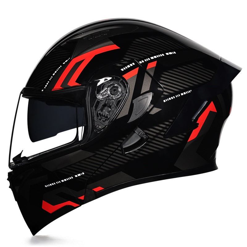 Stylish Modular Motorcycle Helmet with Dual Visors and Rear Spoiler-I153