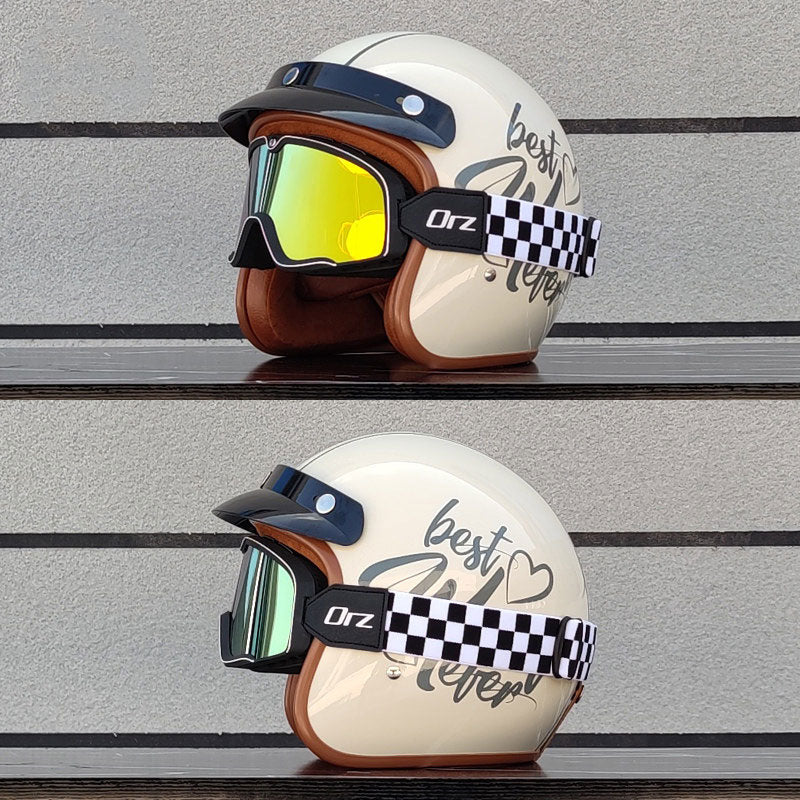 Retro rally motorcycle helmet-I24