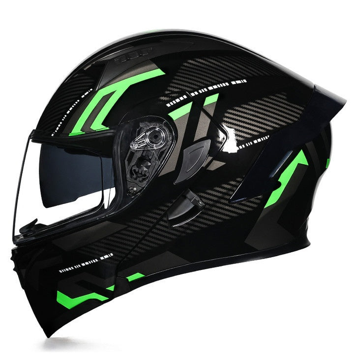 Stylish Modular Motorcycle Helmet with Dual Visors and Rear Spoiler-I153