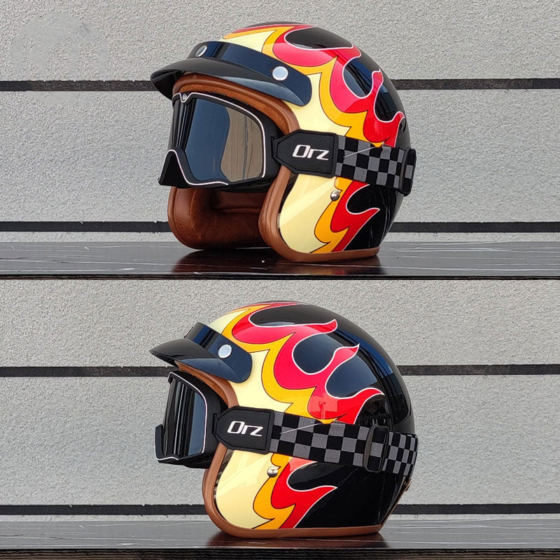 Retro rally motorcycle helmet-I24