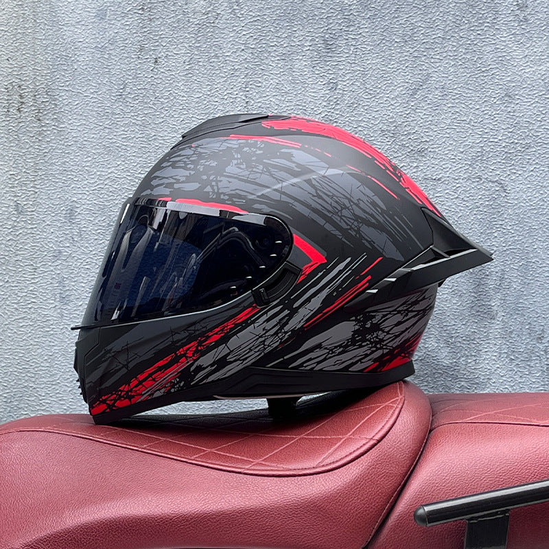 Premium dark tea-tinted dual-visor motorcycle helmet-I195