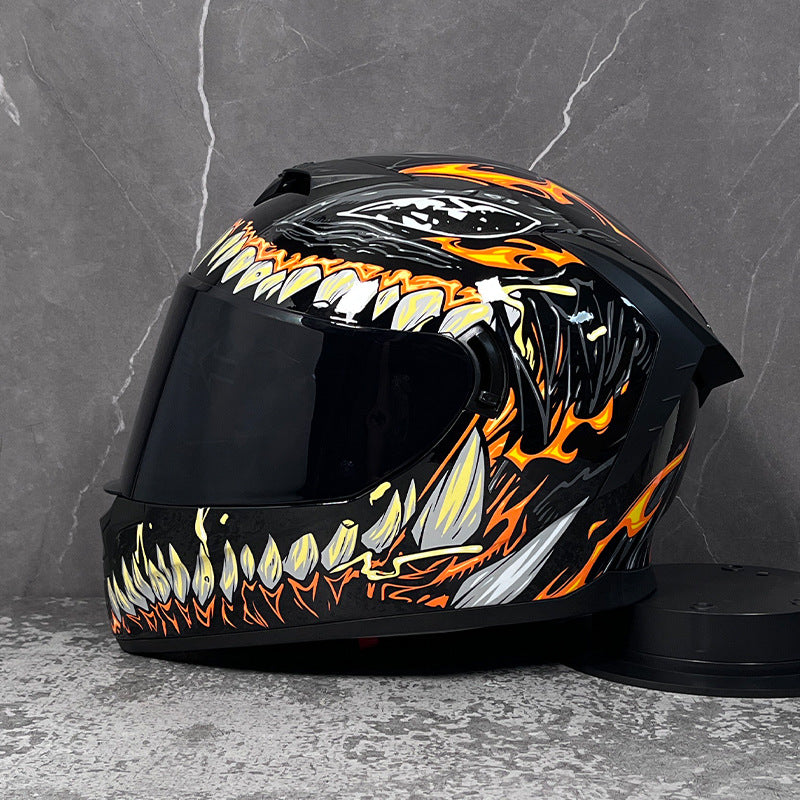 Full-face motorcycle helmet with dual visors (tinted)-I205