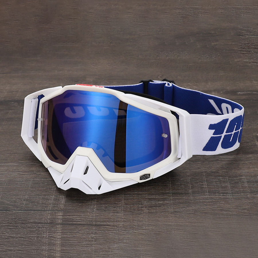 Classic Black and White Motorcycle Riding Goggles-H05