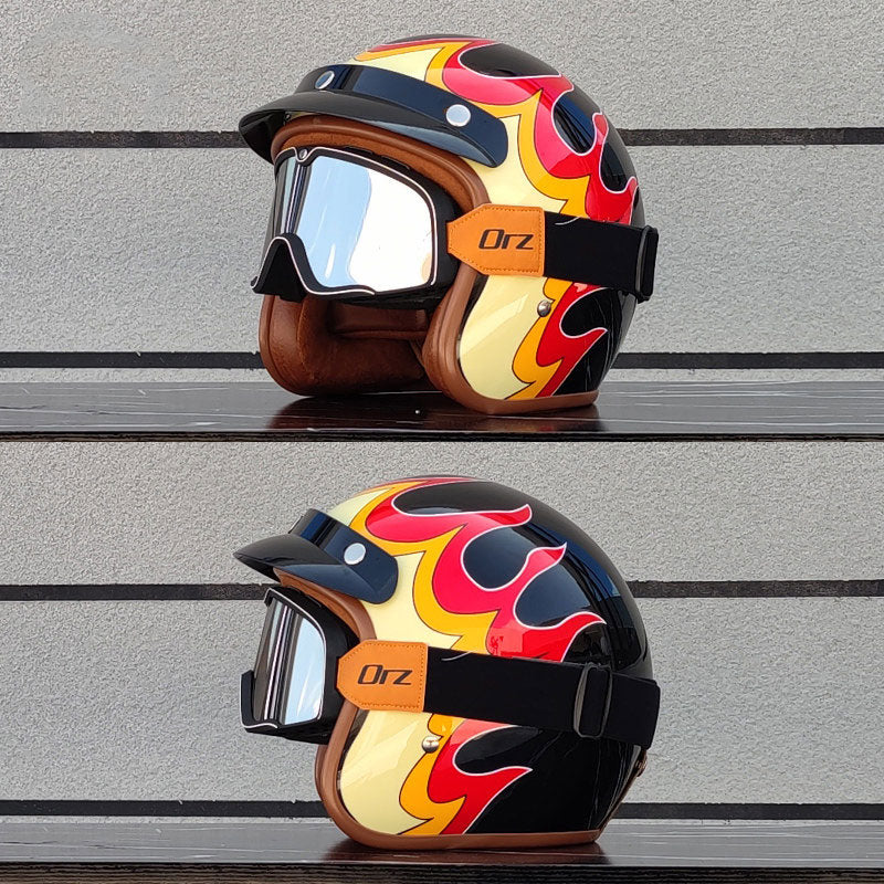 Retro rally motorcycle helmet-I24