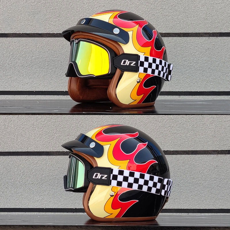 Retro rally motorcycle helmet-I24