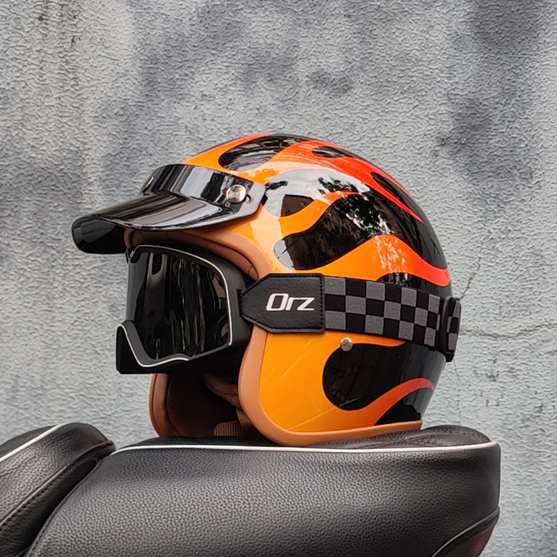 Retro motorcycle open helmet-I20