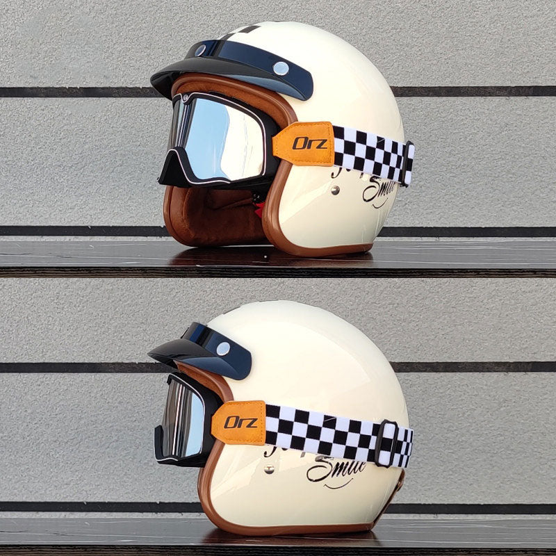 Retro rally motorcycle helmet-I24
