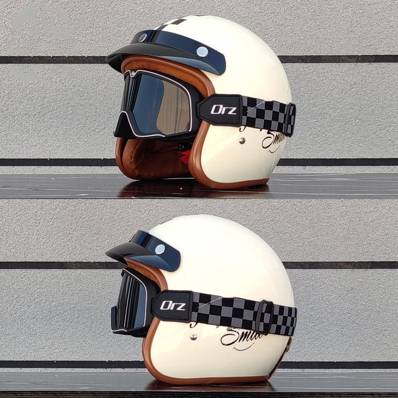 Retro rally motorcycle helmet-I24