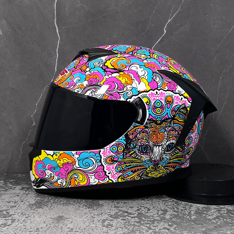 Full-face motorcycle helmet with dual visors (tinted)-I205