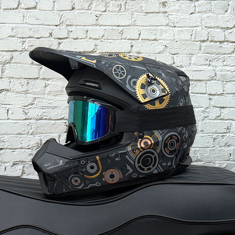 Stylish off-road motorcycle helmet with goggles-I173