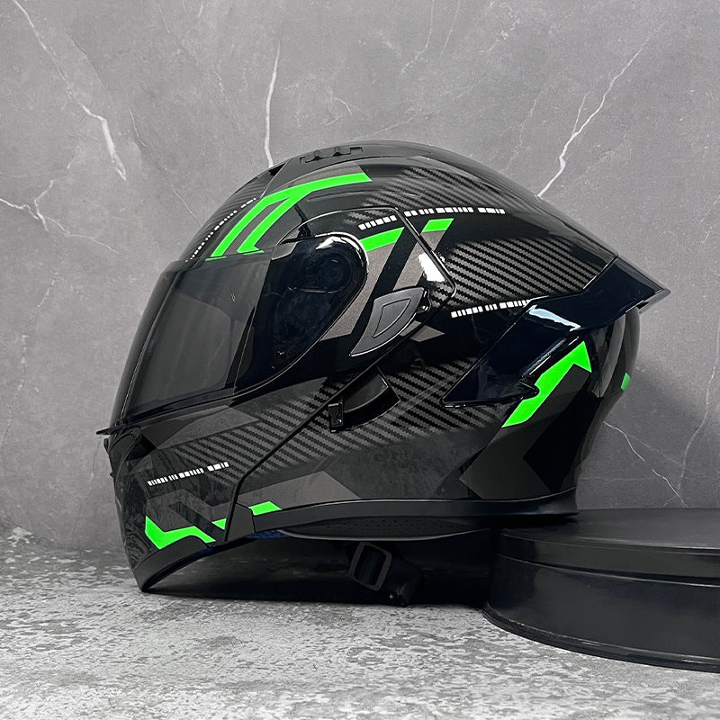 Stylish Modular Motorcycle Helmet with Dual Visors and Rear Spoiler-I153