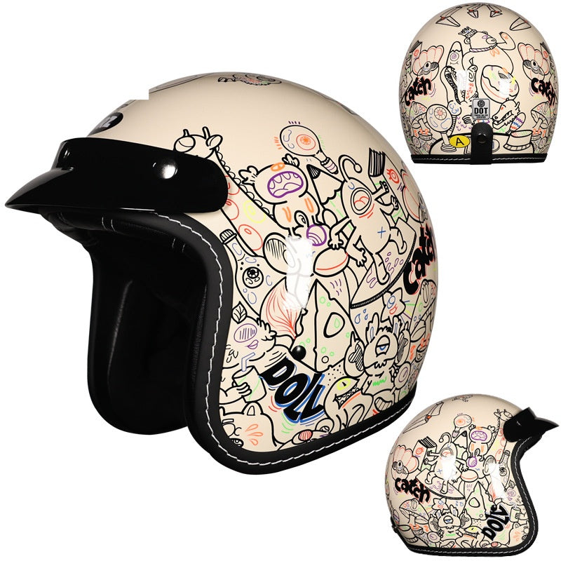 Retro 3/4 Motorcycle Helmet-I242