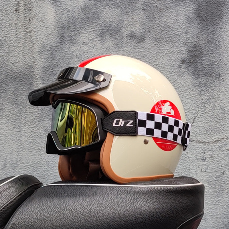 Retro motorcycle open helmet-I20