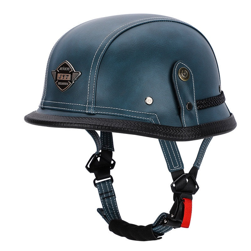 Retro leather cruiser motorcycle half helmet- I15